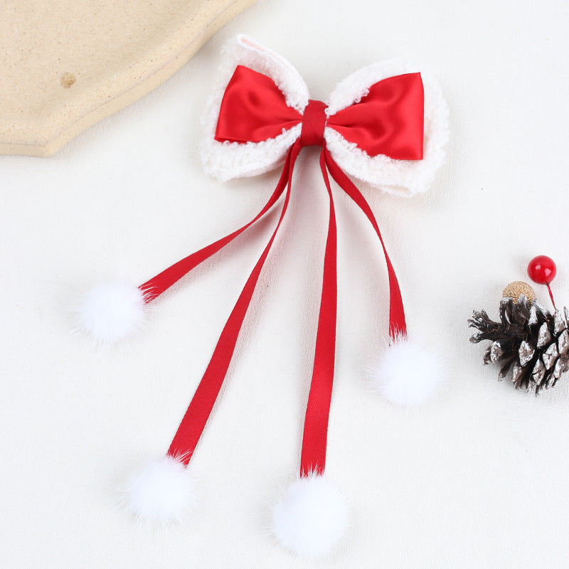 Wholesale 10pcs/pack New Year' s Big Red Vintage Houndstooth Hairpin Bow Ribbon